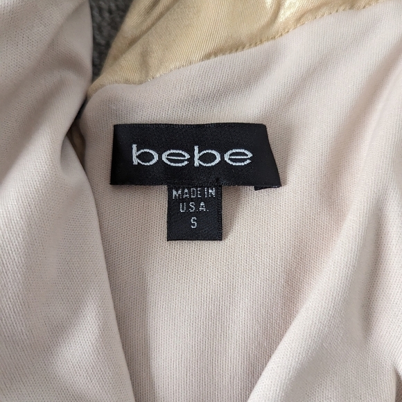 bebe Shirred Ruched Draped Gold Metallic Goddess V-Neck Evening Party Dress Sz S - Picture 9 of 13